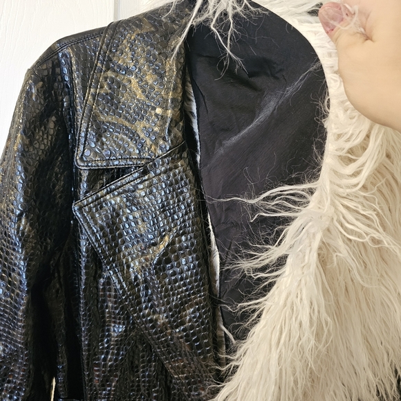 NWT Free People Vegan Midnight Train Duster Jacket Removable Faux Fur Size L - Picture 3 of 11